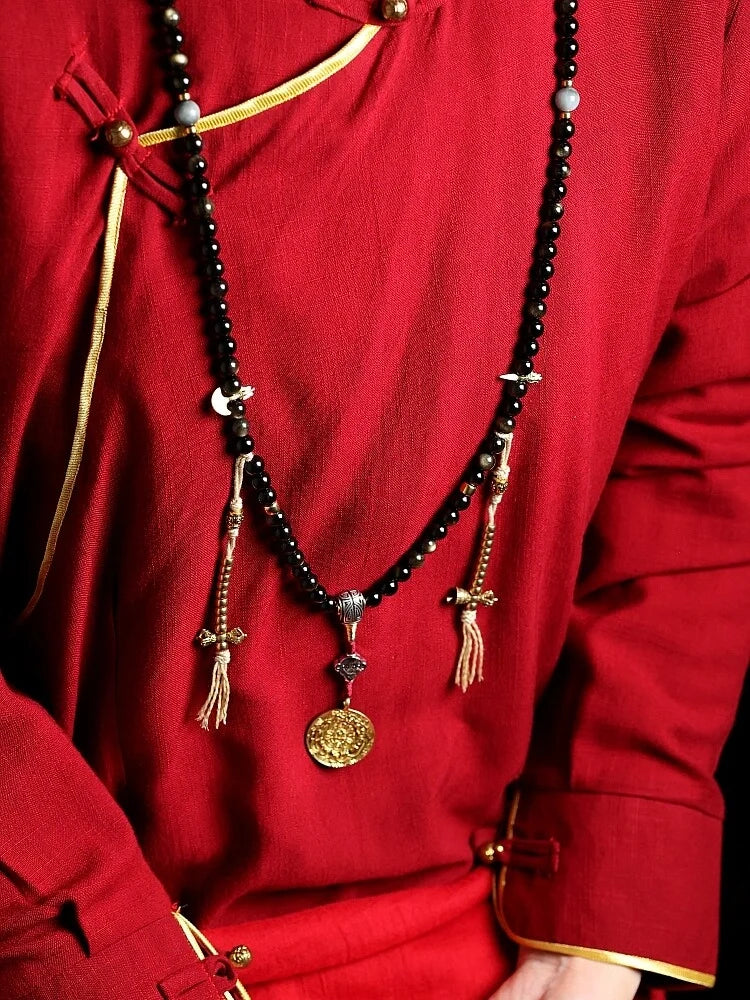 Solar Shield & Wealth 108 Gold Sheen Obsidian Mala