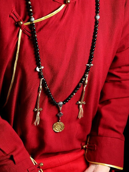 Solar Shield & Wealth 108 Gold Sheen Obsidian Mala