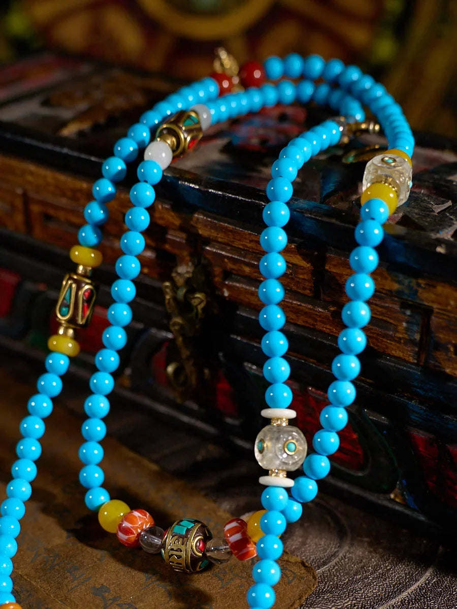 108 Bead Turquoise Agate Mala Necklace