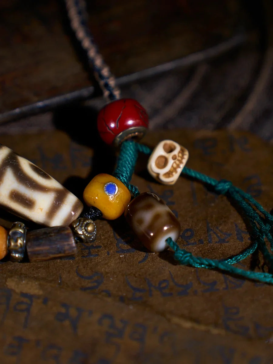 Illuminated Wisdom Phoenix-Eye Four-Eyed Agate Dzi Necklace
