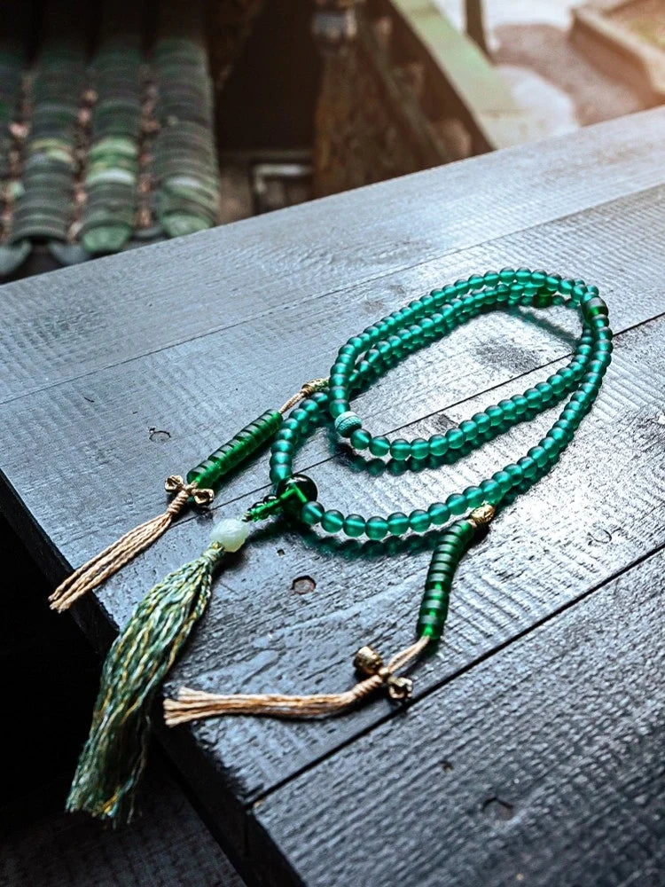 Emotional Healing & Divine Feminine Protection | 108 Liuli & Hetian  Mala Necklace