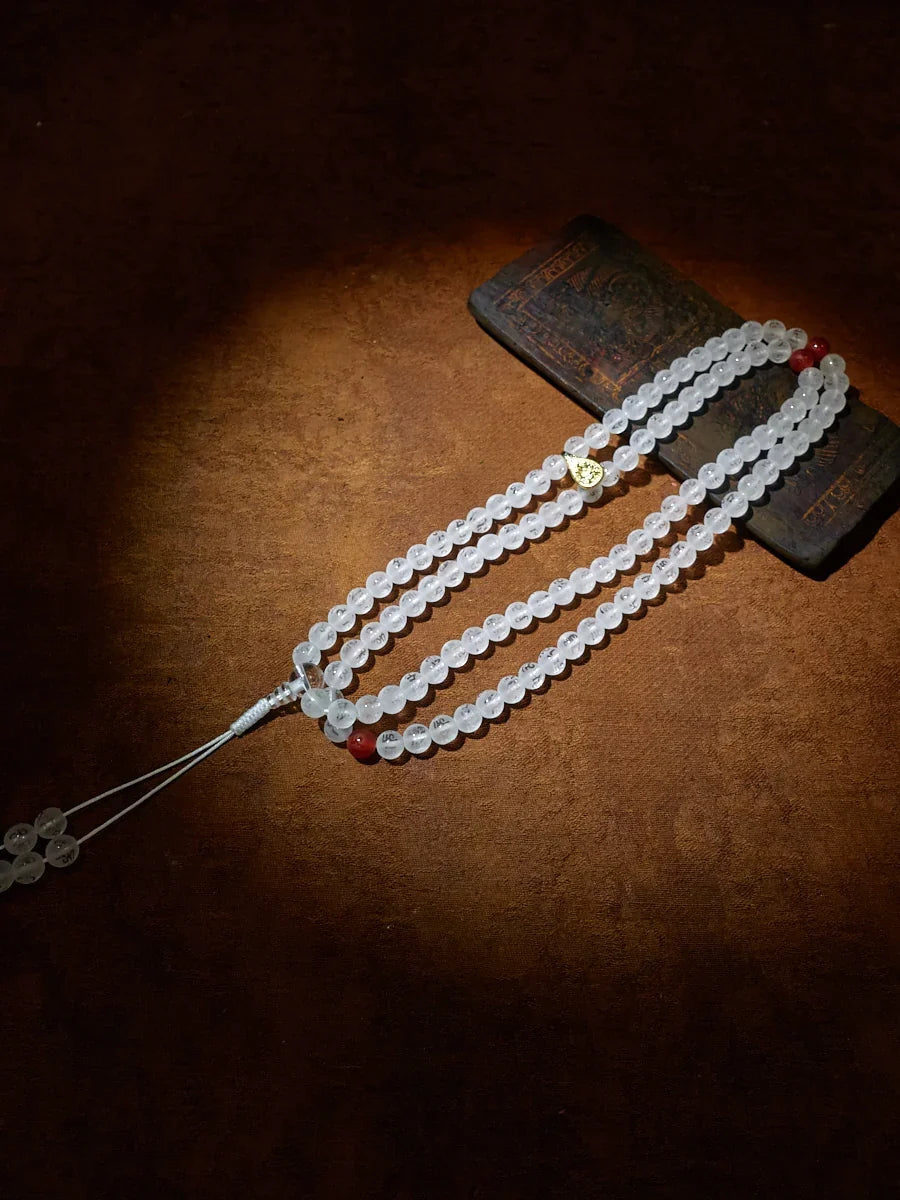 108 Clear Quartz Mala Beads Meditation Necklace
