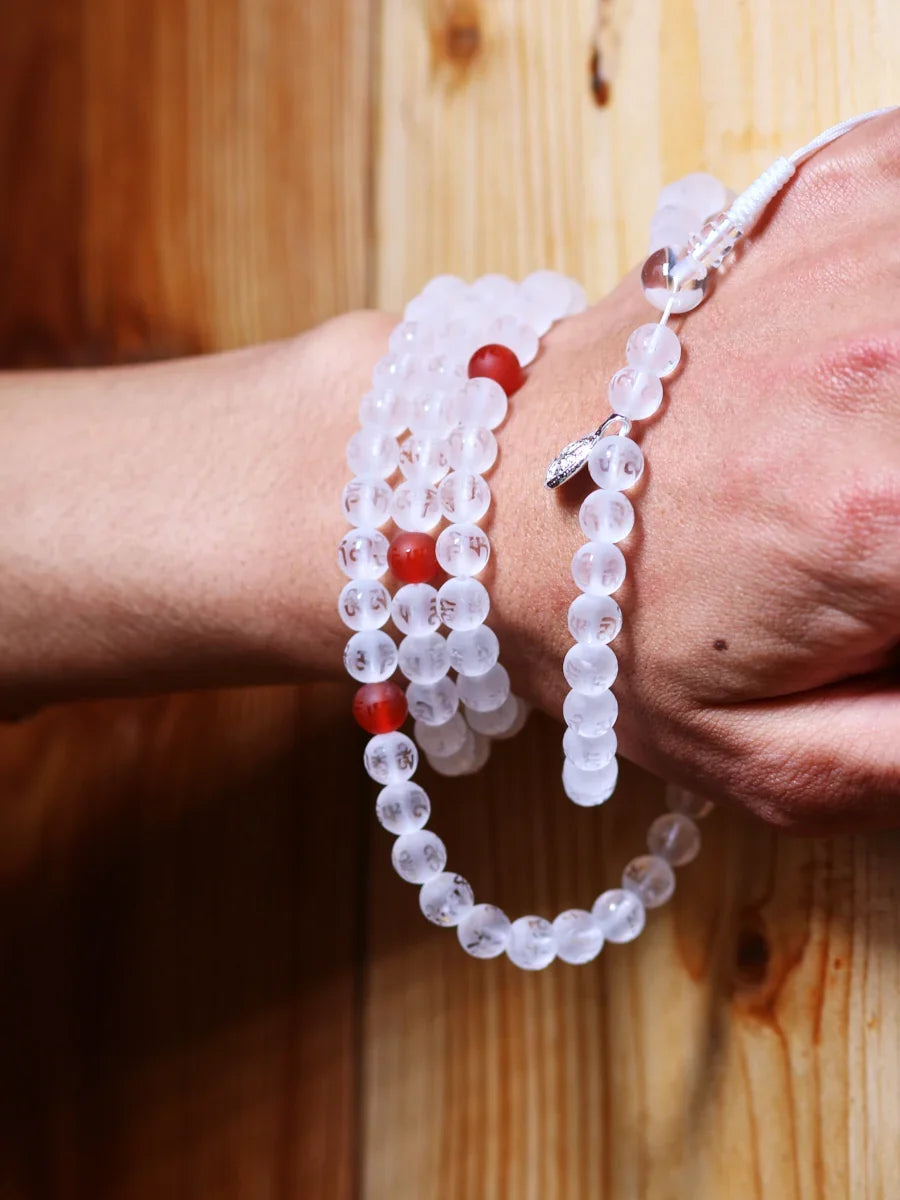 108 Clear Quartz Mala Beads Meditation Necklace