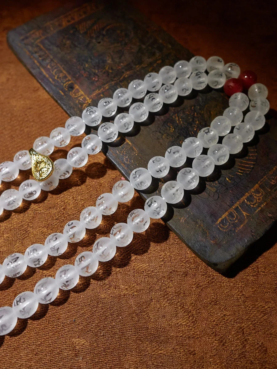 108 Clear Quartz Mala Beads Meditation Necklace