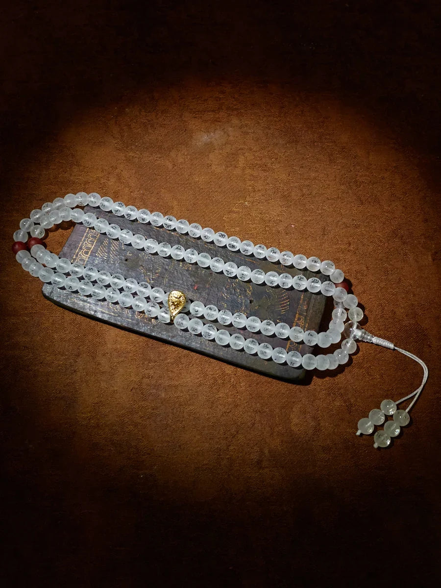 108 Clear Quartz Mala Beads Meditation Necklace