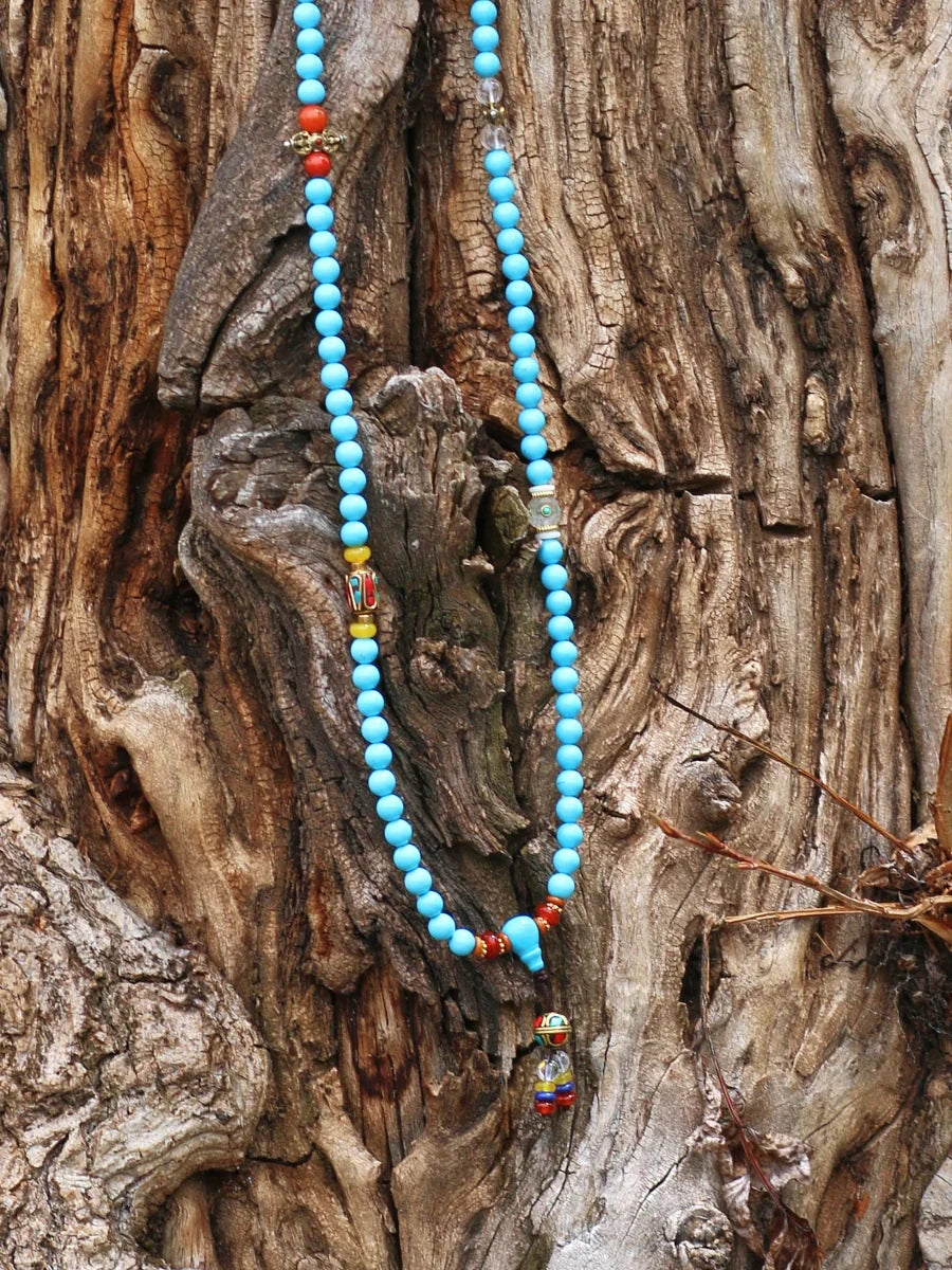 108 Bead Turquoise Agate Mala Necklace