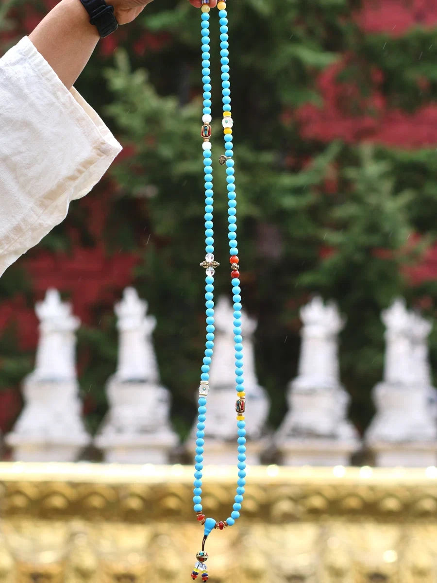 108 Bead Turquoise Agate Mala Necklace