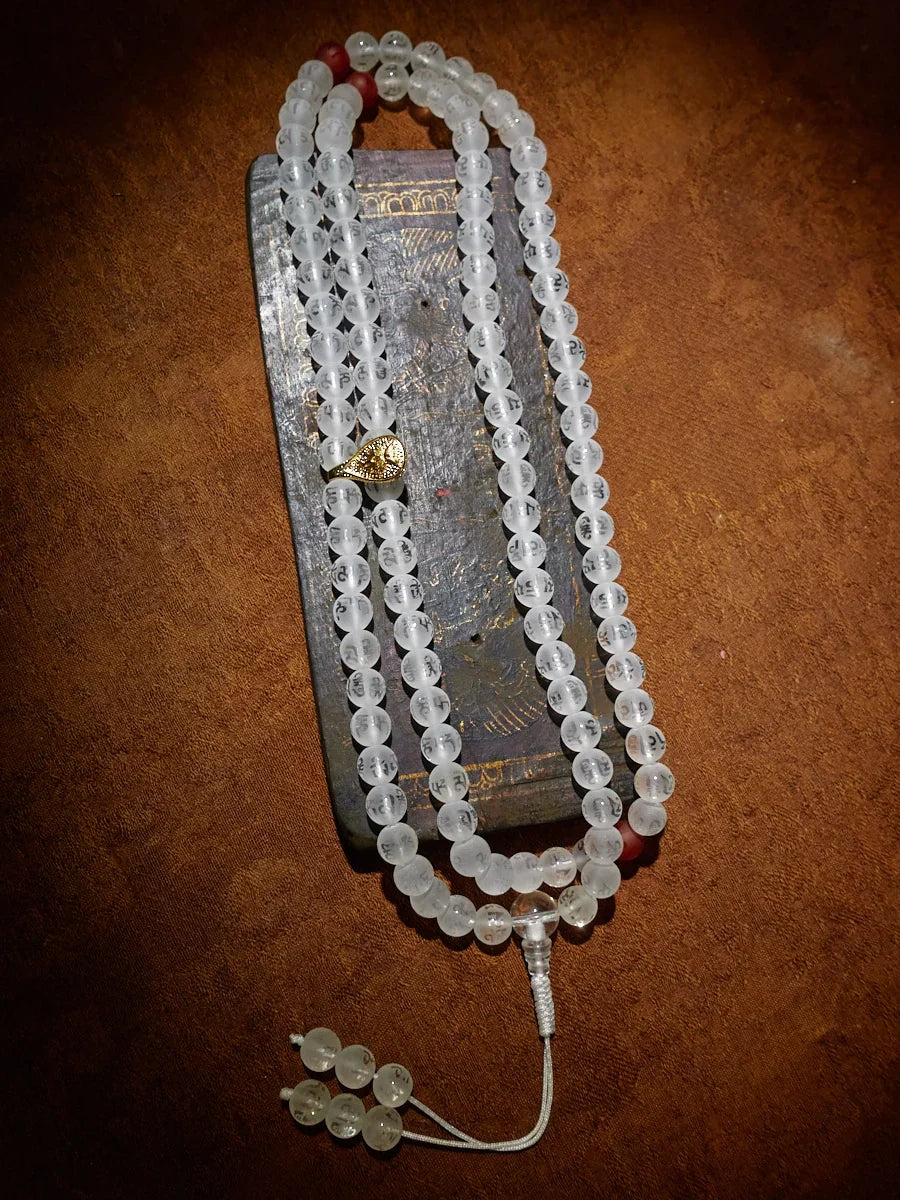 108 Clear Quartz Mala Beads Meditation Necklace