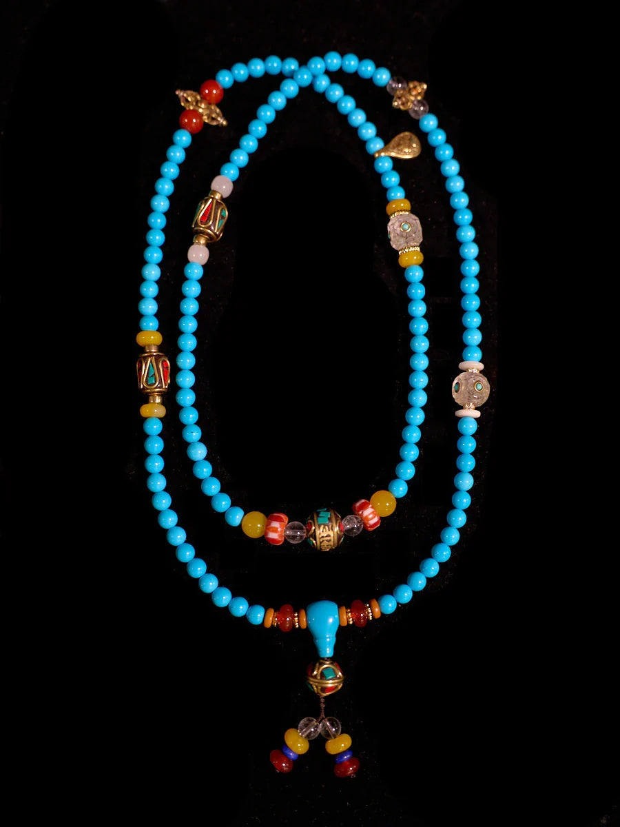 108 Bead Turquoise Agate Mala Necklace