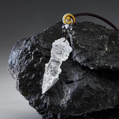 Tibetan Phurba Vajra Clear Quartz Protection Pendant