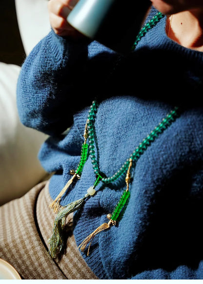 Emotional Healing & Divine Feminine Protection | 108 Liuli & Hetian  Mala Necklace