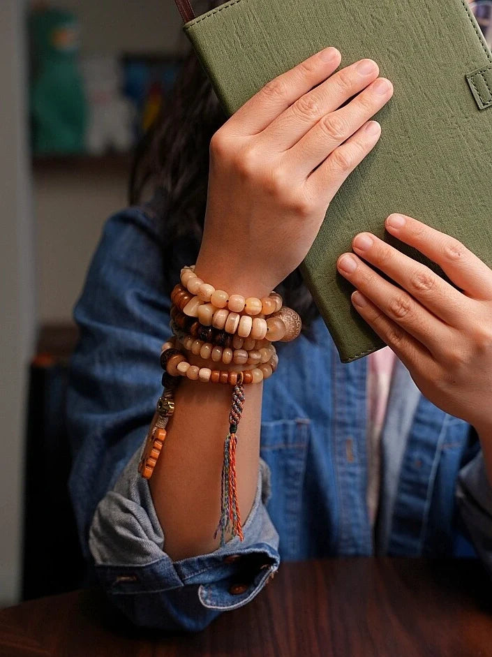 Abundance Yak Bone 108 Mala Beads Necklace