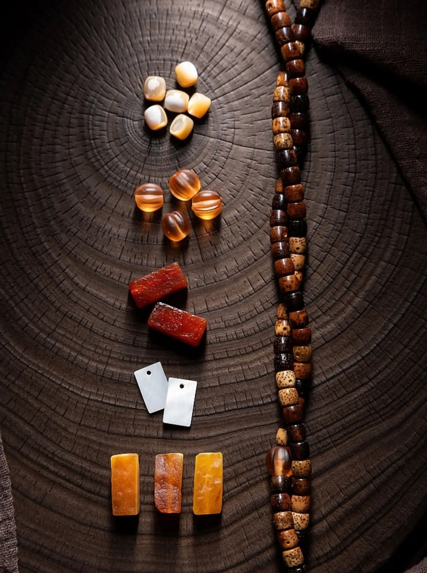 Wisdom Star Moon Bodhi Aged Seed Mala Bracelet