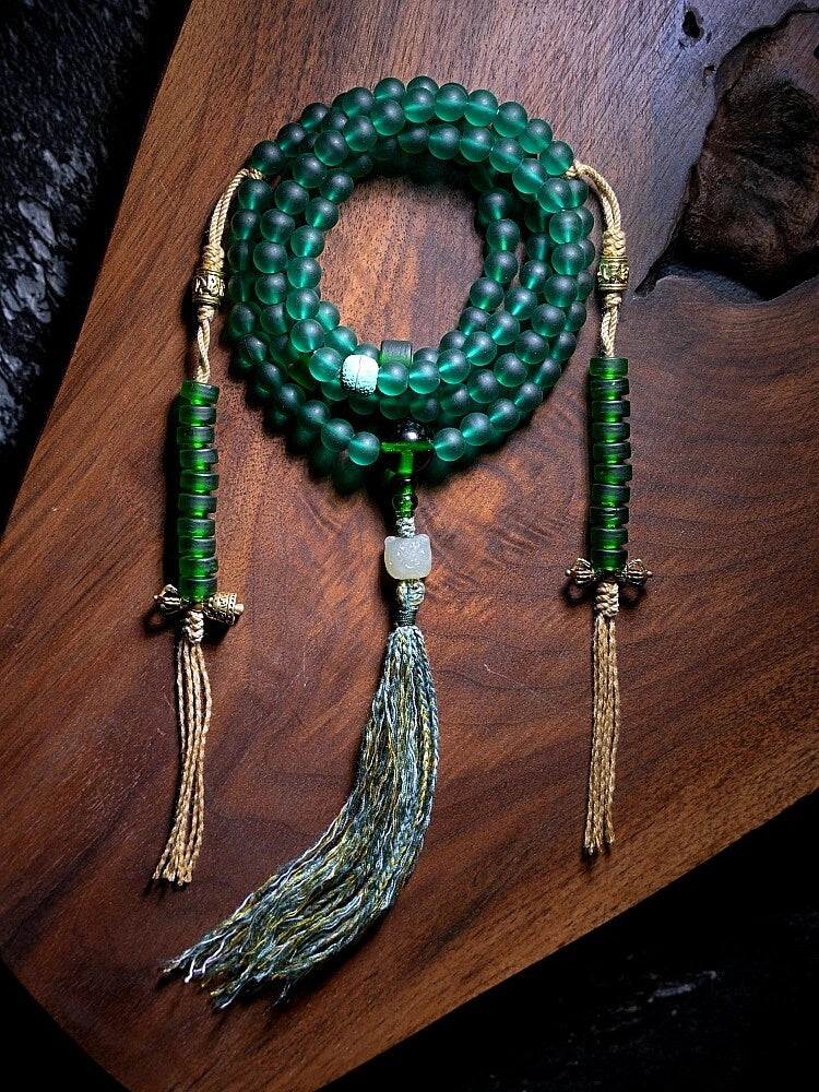 Emotional Healing & Divine Feminine Protection | 108 Liuli & Hetian  Mala Necklace