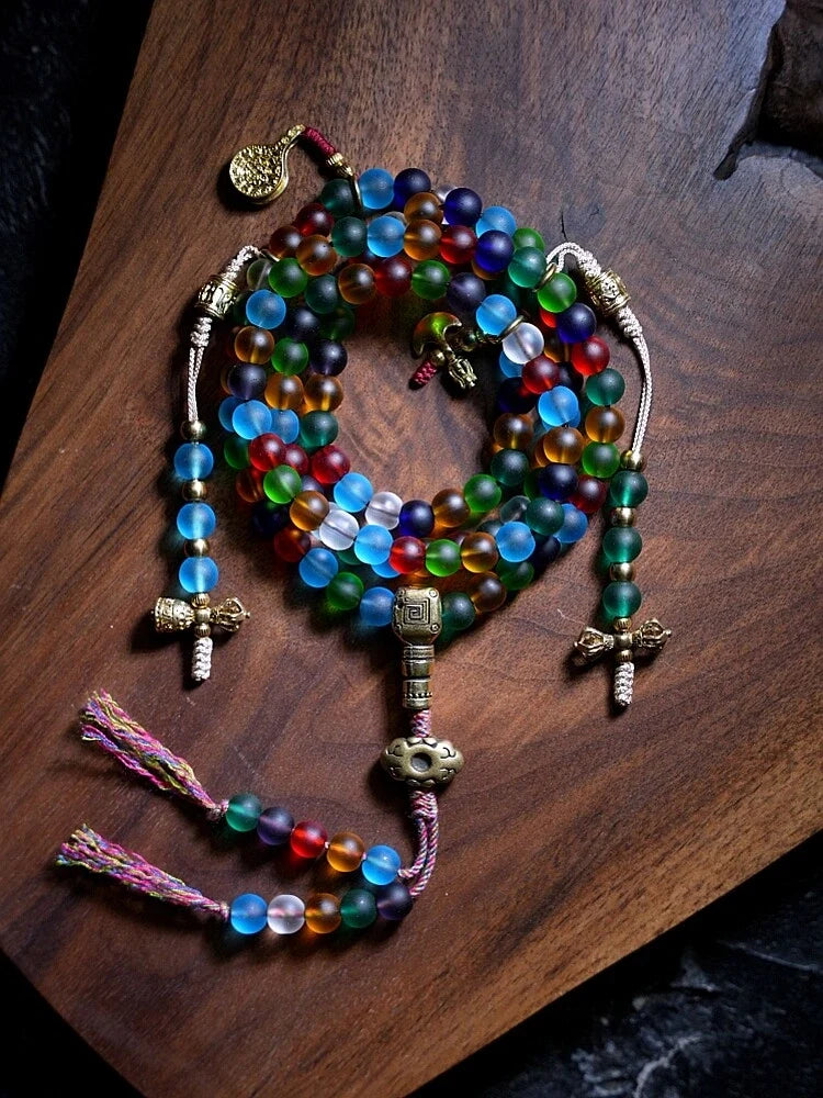 Sacred 108 Ancient Liuli Mala Necklace & Wrap Bracelet