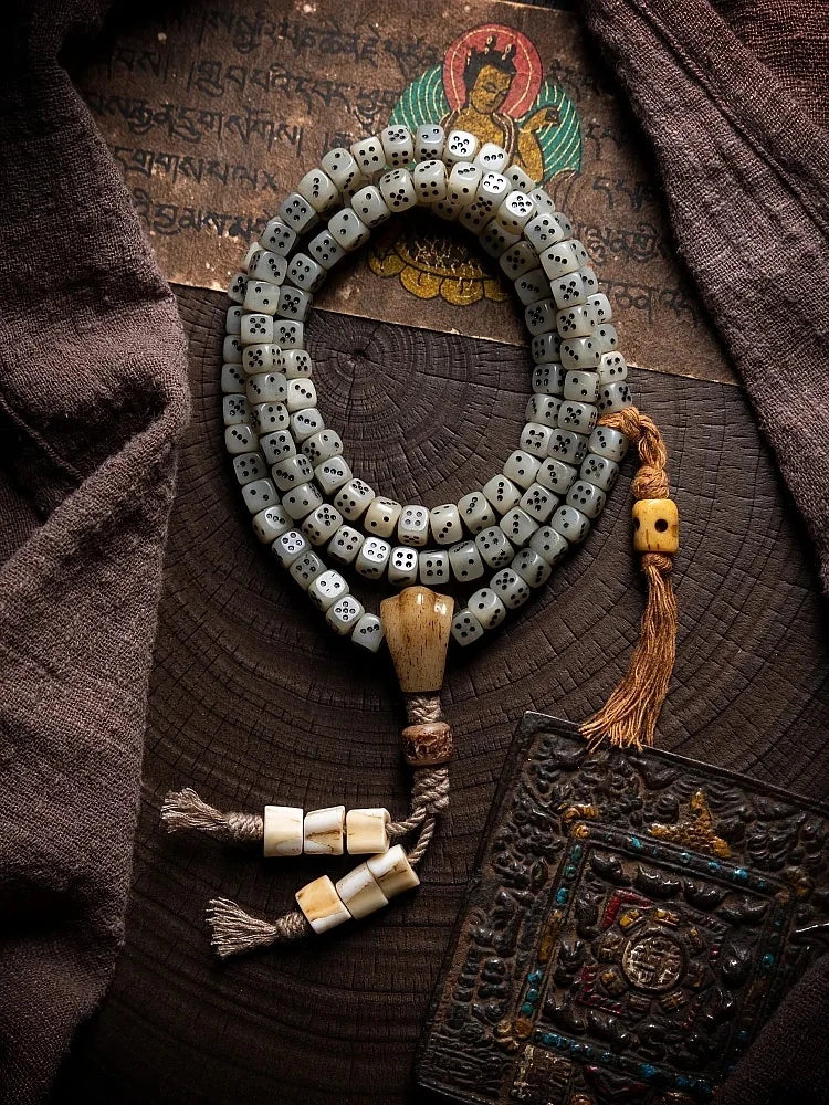 108 Camel Bone Yak Bone Dzi Mala Necklace