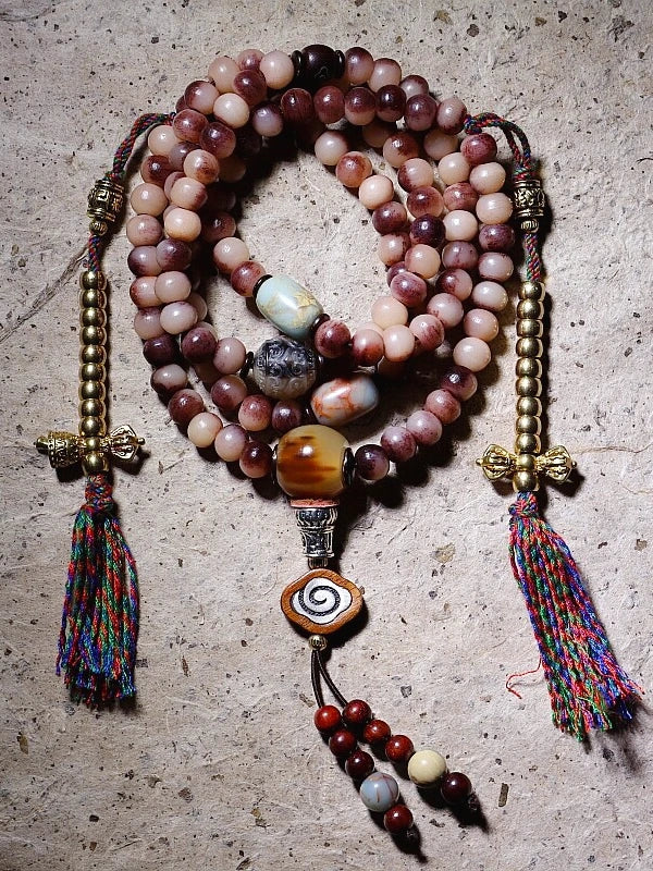 Yellow Jambhala Goat Horn 108 Mala Necklace for Prosperity and Abundance