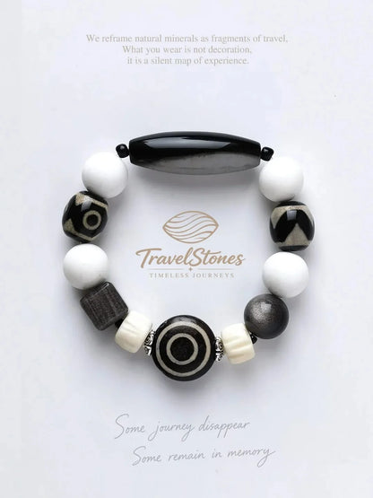 Mystic Totem: Vintage Black & White Sacred Sigil Bracelet