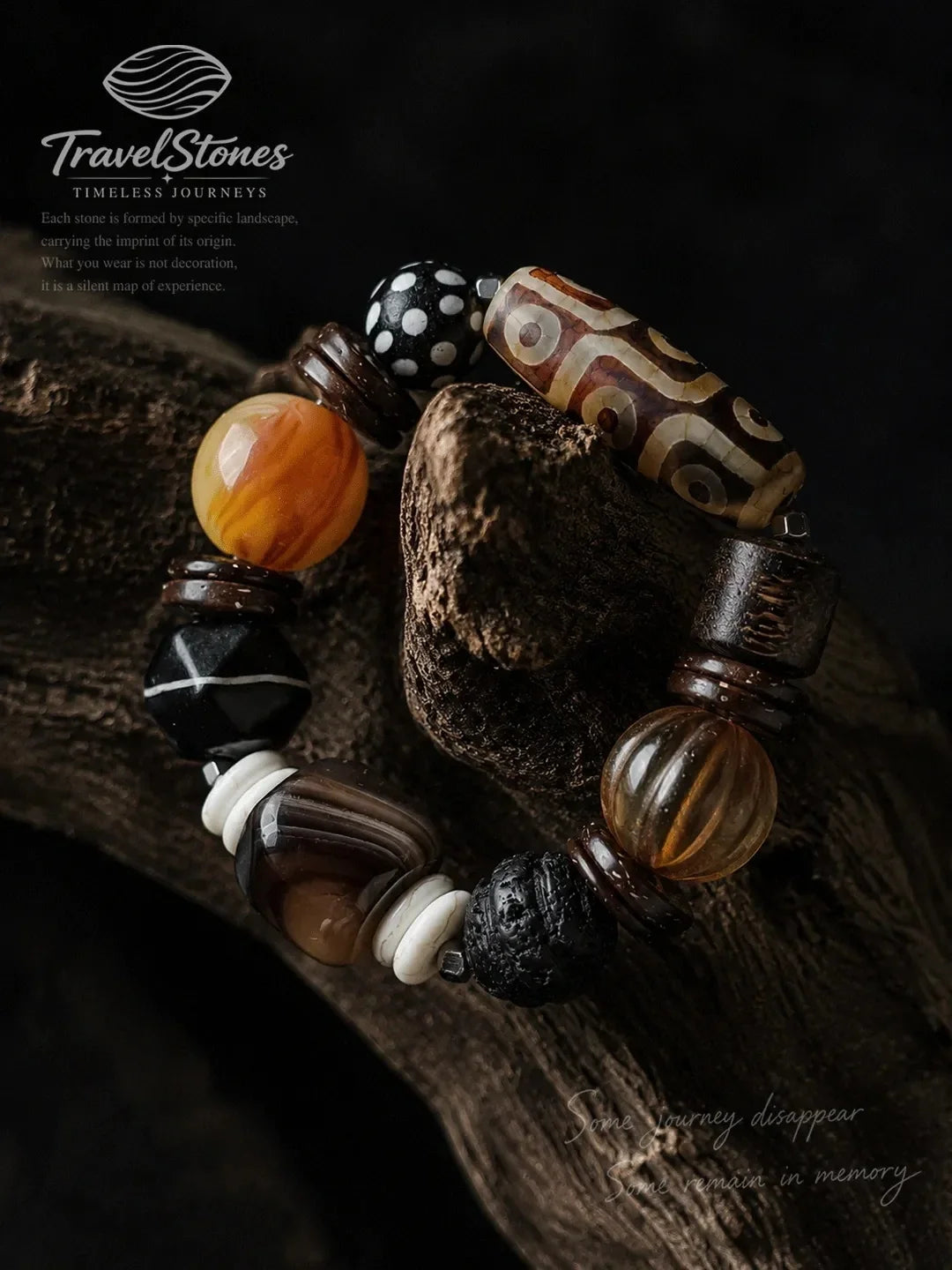 Custom Vintage Dzi Bead & Yin-Yang Agate Bracelet