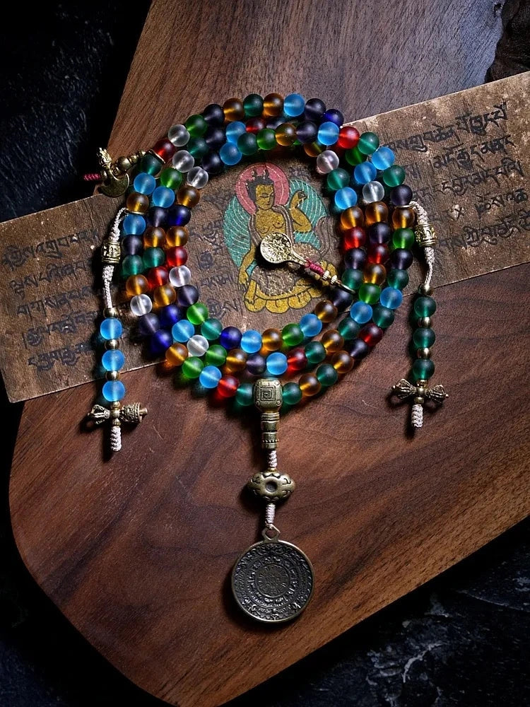 Sacred 108 Ancient Liuli Mala Necklace & Wrap Bracelet