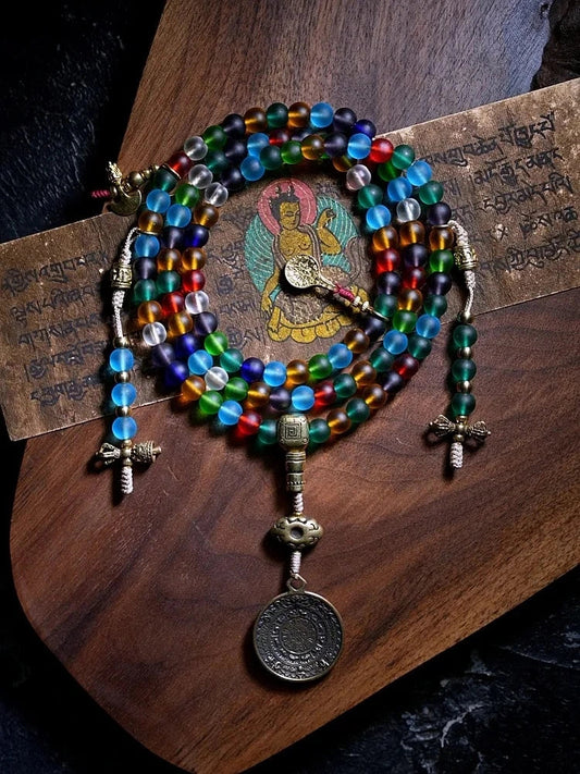 Sacred 108 Ancient Liuli Mala Necklace & Wrap Bracelet