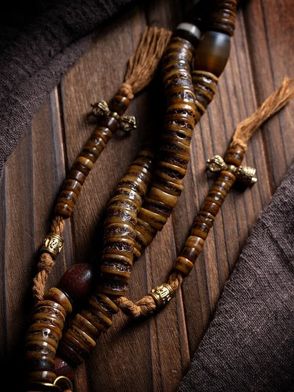 Guardian Spirit 108 Mala Beads Yak Bone Agate and Brass