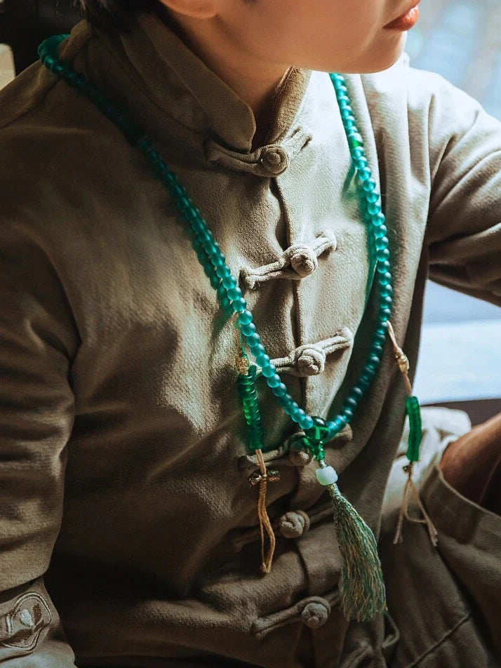 Emotional Healing & Divine Feminine Protection | 108 Liuli & Hetian  Mala Necklace