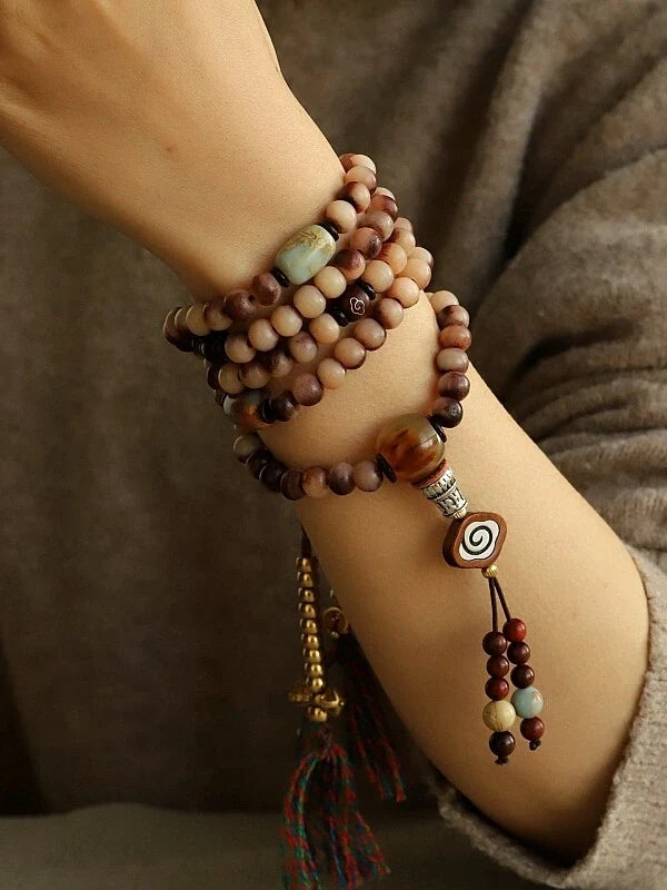 Yellow Jambhala Goat Horn 108 Mala Necklace for Prosperity and Abundance