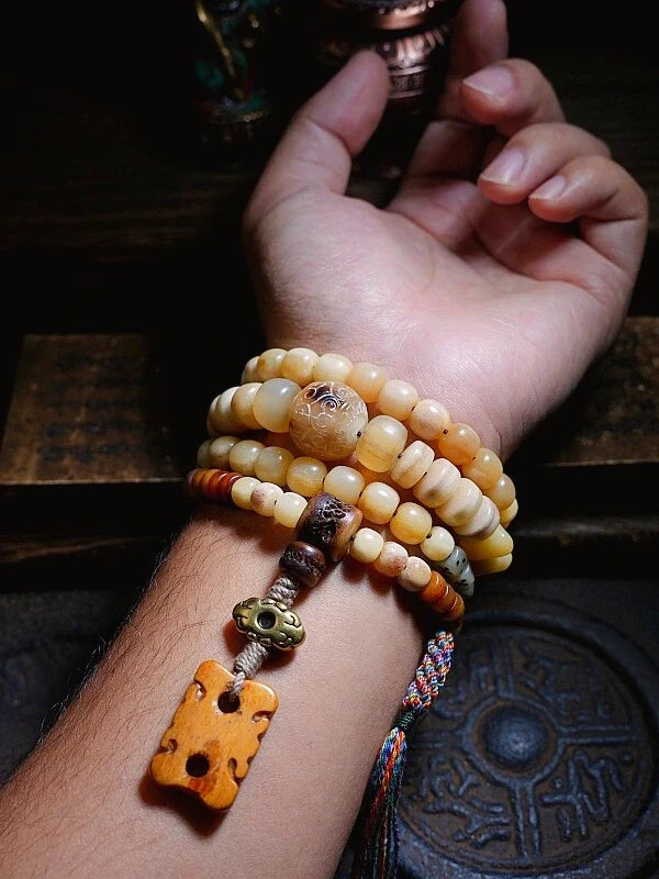 Abundance Yak Bone 108 Mala Beads Necklace