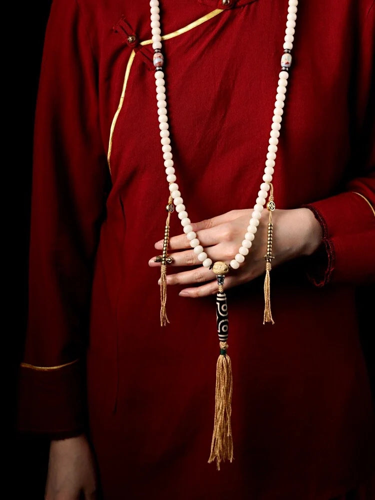 Pure White Bodhi Seed Necklace