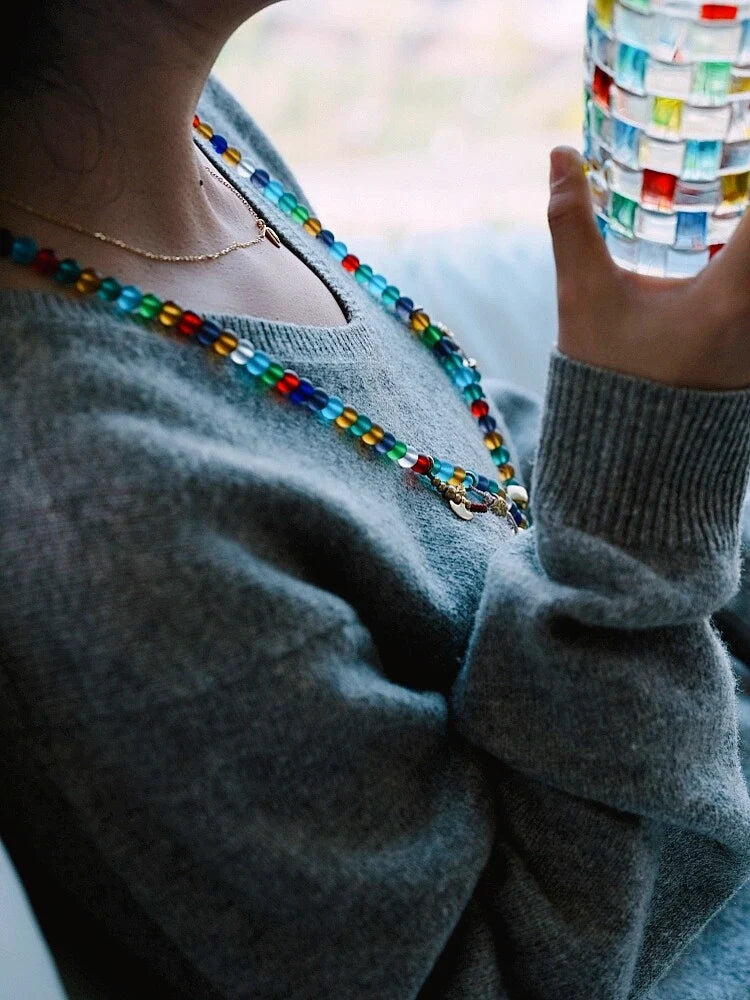 Sacred 108 Ancient Liuli Mala Necklace & Wrap Bracelet