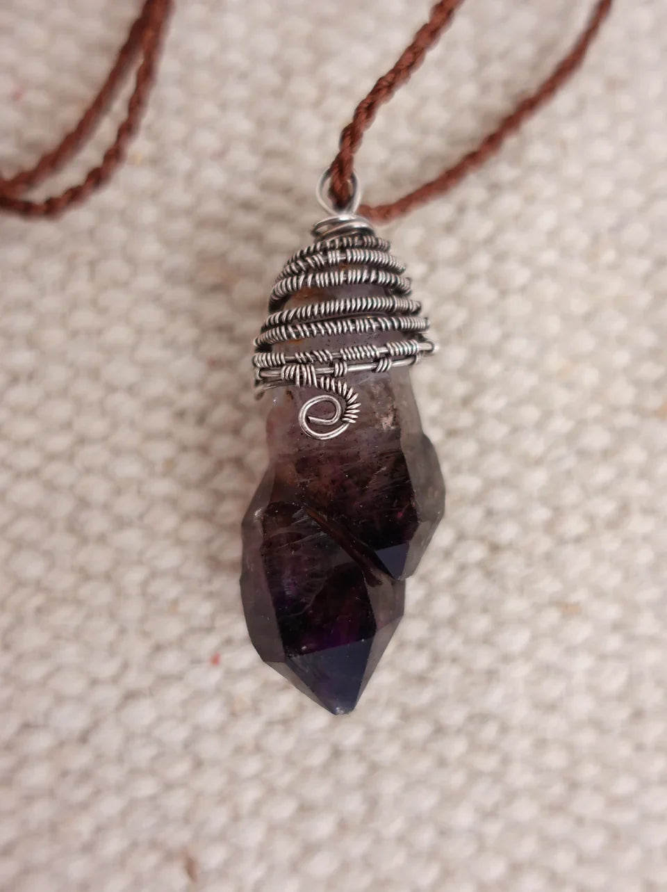 Copper Capped Amethyst Point Pendant Necklace