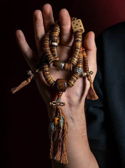 Guardian Spirit 108 Mala Beads Yak Bone Agate and Brass