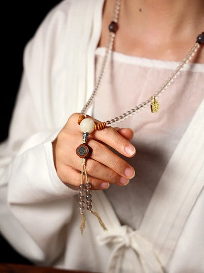 Soft Glow Clear Quartz 108 Mala Beads Necklace