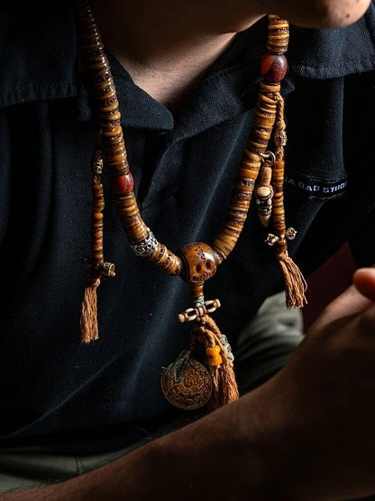 Guardian Spirit 108 Mala Beads Yak Bone Agate and Brass
