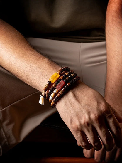Wisdom Star Moon Bodhi Aged Seed Mala Bracelet