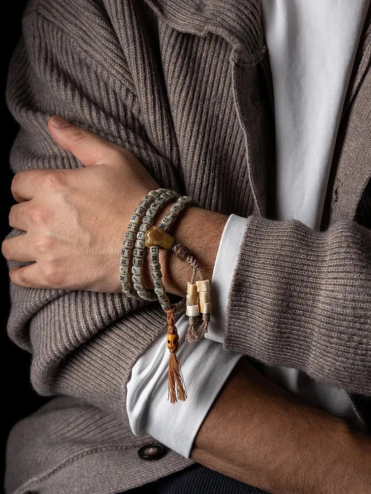 108 Camel Bone Yak Bone Dzi Mala Necklace