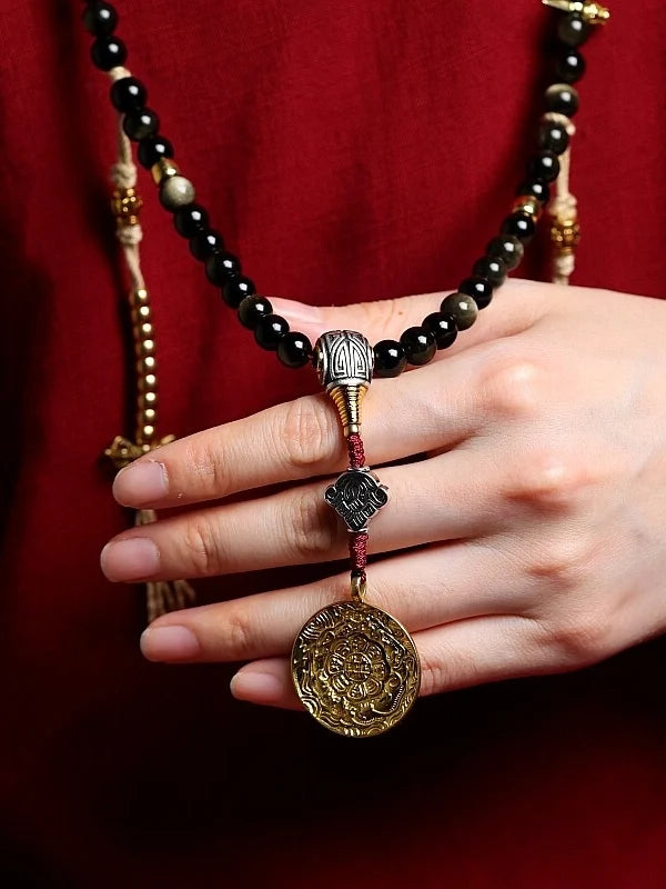 Solar Shield & Wealth 108 Gold Sheen Obsidian Mala