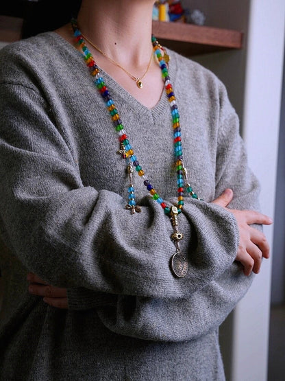 Sacred 108 Ancient Liuli Mala Necklace & Wrap Bracelet