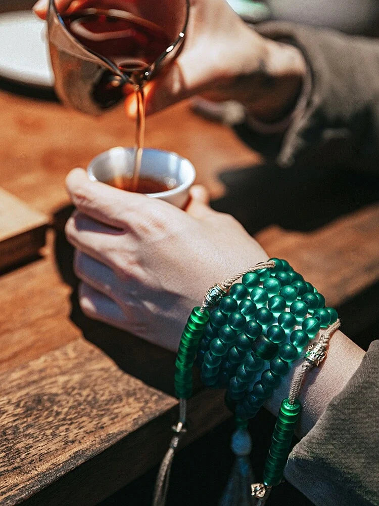 Emotional Healing & Divine Feminine Protection | 108 Liuli & Hetian  Mala Necklace
