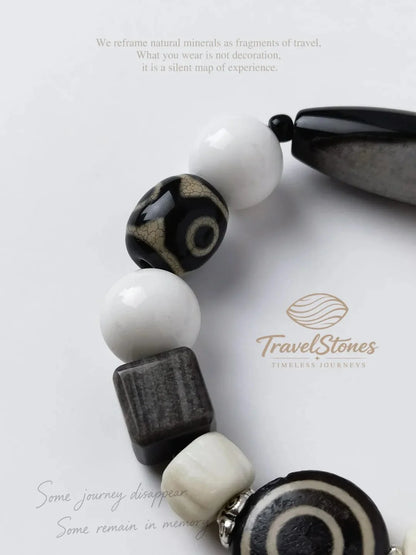 Mystic Totem: Vintage Black & White Sacred Sigil Bracelet