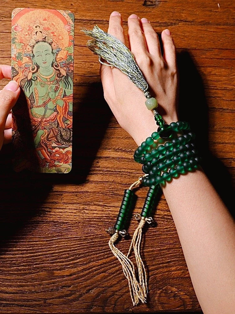 Emotional Healing & Divine Feminine Protection | 108 Liuli & Hetian  Mala Necklace