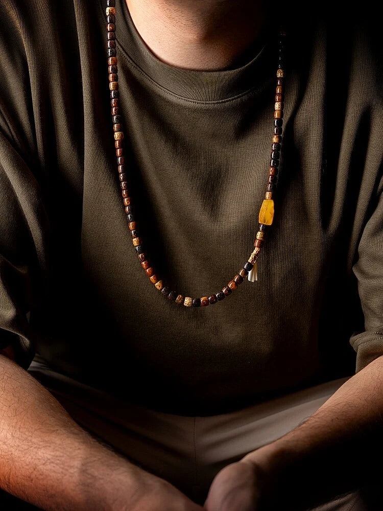 Wisdom Star Moon Bodhi Aged Seed Mala Bracelet