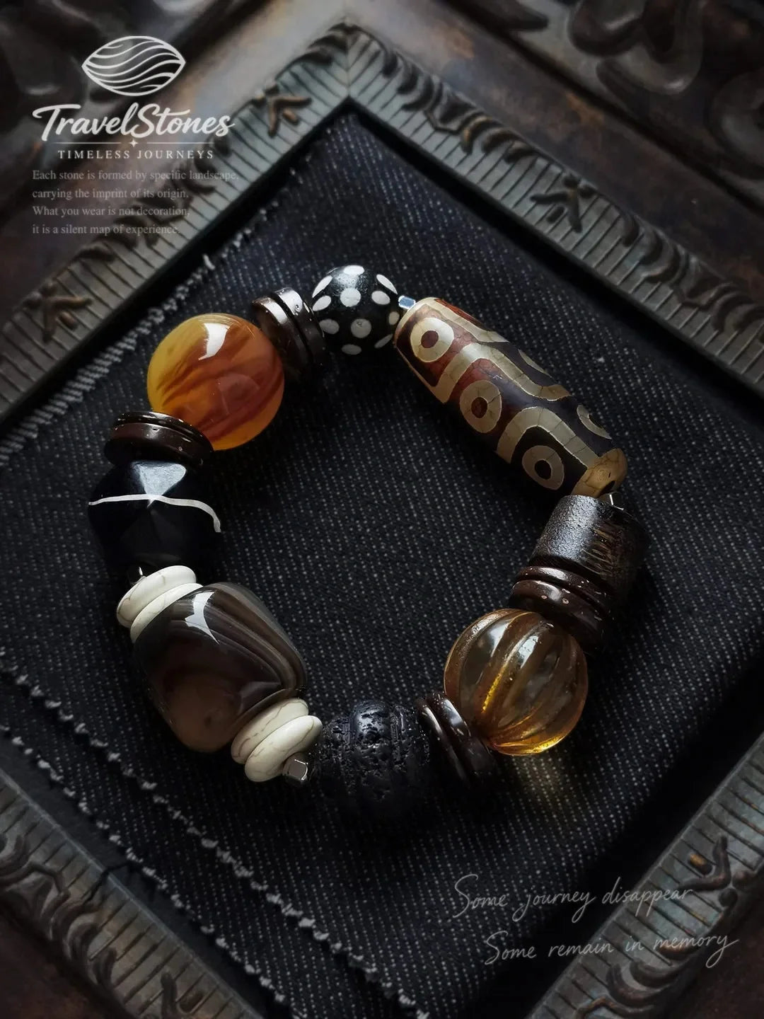 Custom Vintage Dzi Bead & Yin-Yang Agate Bracelet