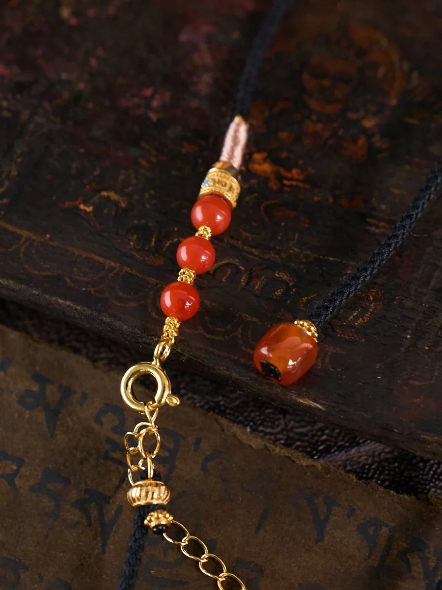 Noble Guidance & Destined Fortune – Guardian Dzi Bead Red Agate Handmade Necklace