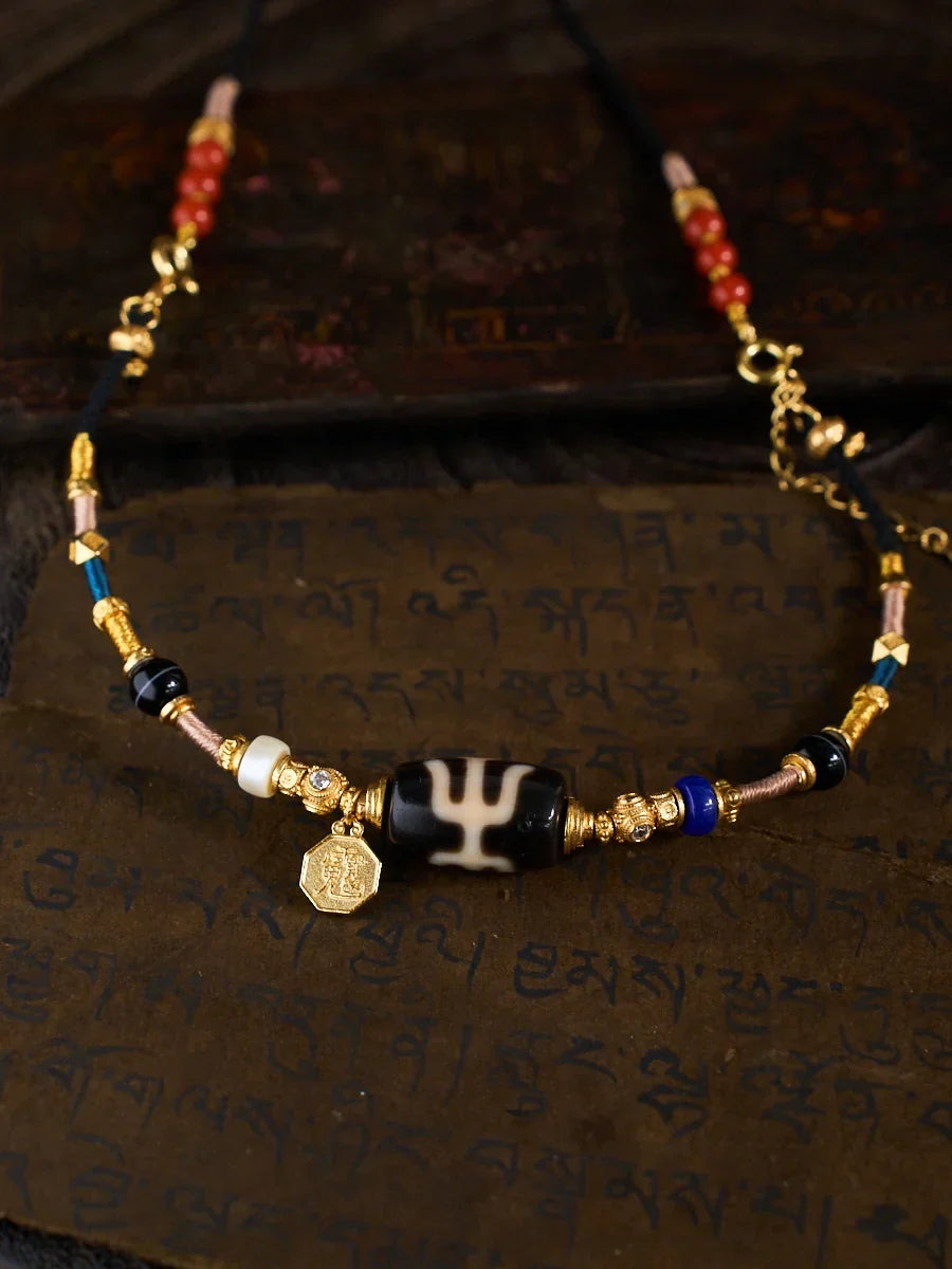 Noble Guidance & Destined Fortune – Guardian Dzi Bead Red Agate Handmade Necklace