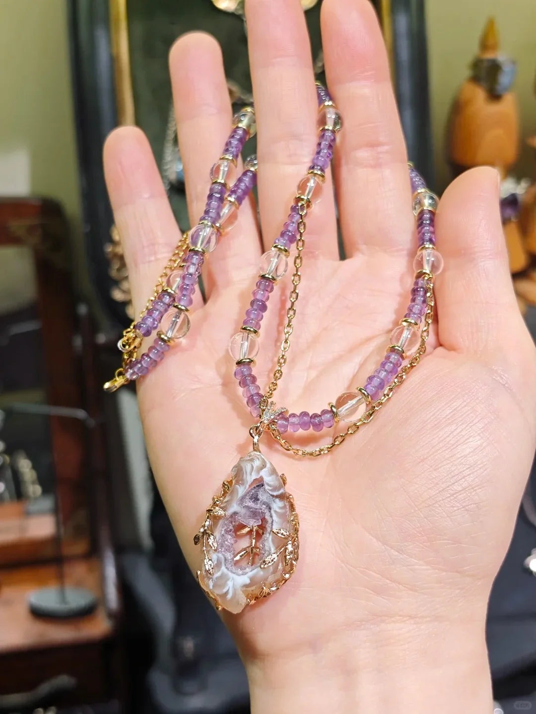 Crown of the Wild: Artisan Amethyst & Silver Antler Wand Necklace
