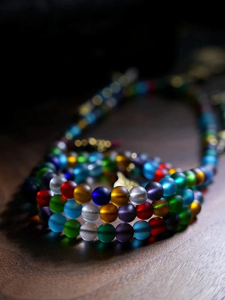 Sacred 108 Ancient Liuli Mala Necklace & Wrap Bracelet