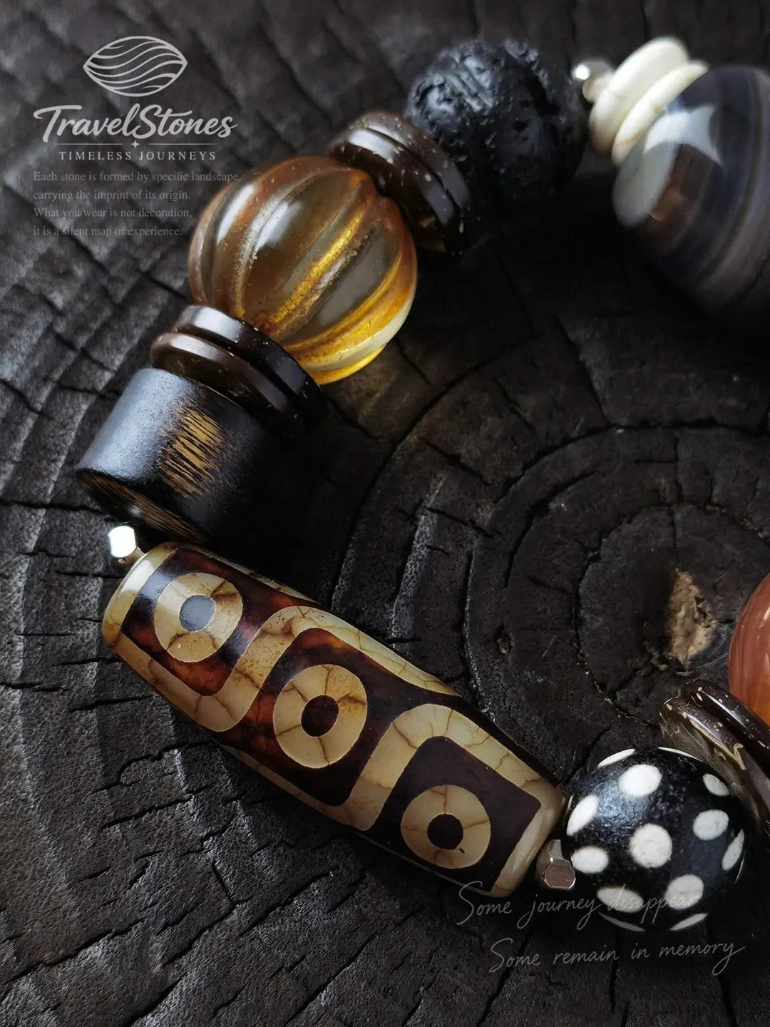 Custom Vintage Dzi Bead & Yin-Yang Agate Bracelet