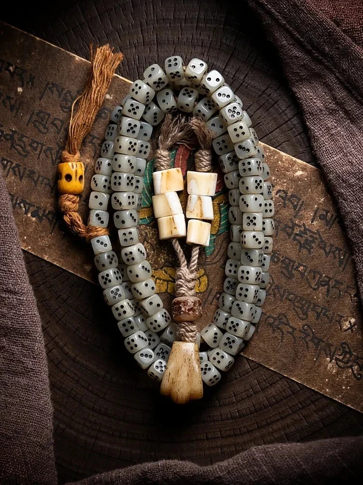 108 Camel Bone Yak Bone Dzi Mala Necklace